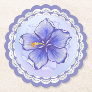 Dessous-de-verre En Papier Hibiscus & dentelle BLEU