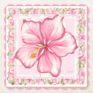 Dessous-de-verre En Papier Hibiscus & dentelle PINK