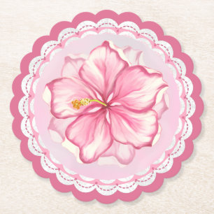 Dessous-de-verre En Papier Hibiscus & dentelle PINK