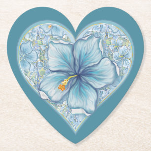 Dessous-de-verre En Papier Hibiscus & dentelle TURQUOISE
