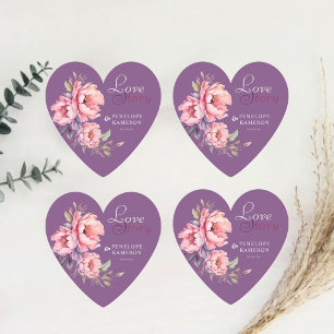 Dessous-de-verre En Papier Histoire d'amour violet foncé Aquarelle Peony Mari