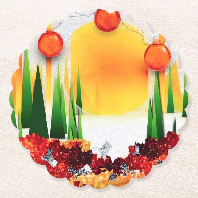 DESSOUS-DE-VERRE EN PAPIER HOLIDAY SUNSHINE WITHIN THE PINES :) (Devant)