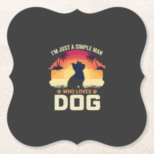 Dessous-de-verre En Papier Homme Simple Qui Aime Silhouette De Chien Coucher