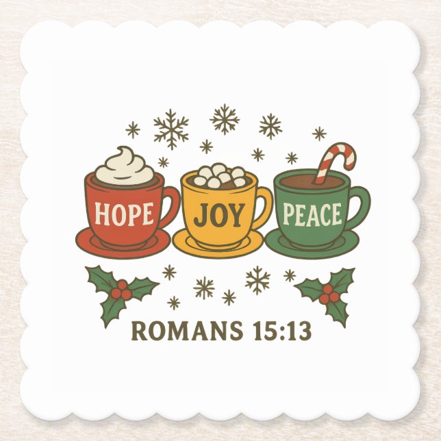 Dessous-de-verre En Papier Hope joy Peace and Cocoa (Devant)