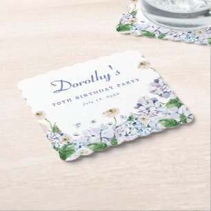 Dessous-de-verre En Papier Hydrangea Rose 70e anniversaire Personnalisé Perso