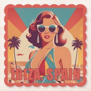 Dessous-de-verre En Papier Ibiza, Espagne Affiche de voyage