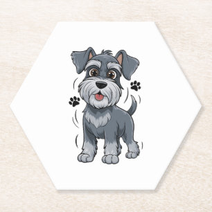 Dessous-de-verre En Papier Illustration d'un adorable chiot schnauzer aux gra