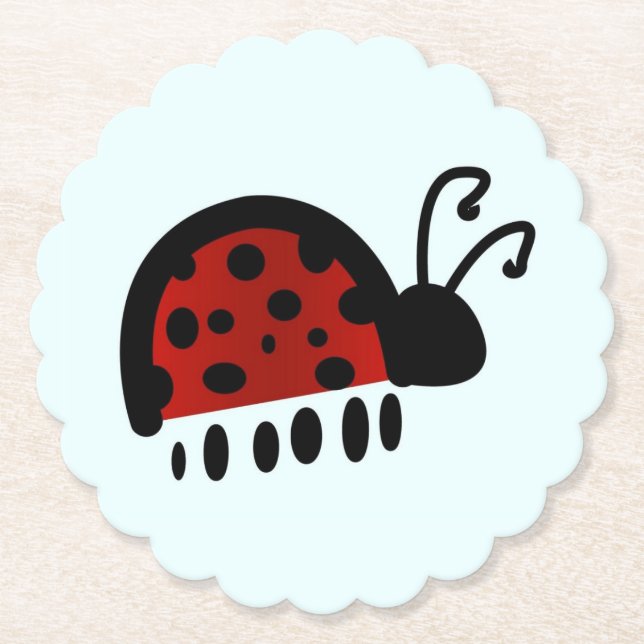 Dessous-de-verre En Papier Illustration mignonne de coccinelle (Devant)