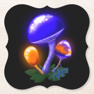Dessous-de-verre En Papier Imaginaire Blancs Dapperling Orange & Champignons