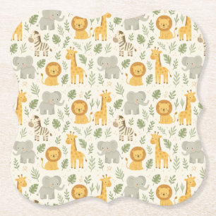 Dessous-de-verre En Papier Impression de nurserie d'animaux de safari