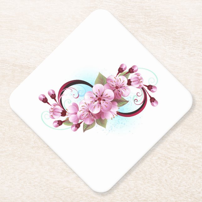 Dessous-de-verre En Papier Infinité avec les fleurs Sakura (Devant)
