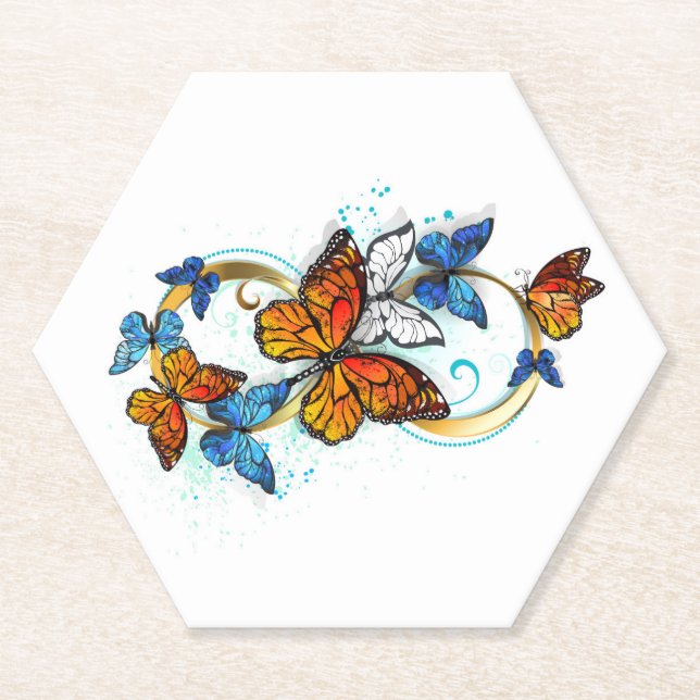 Dessous-de-verre En Papier Infinité de papillons monarques (Devant)