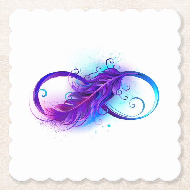 Dessous-de-verre En Papier Infinity with purple feather (Devant)