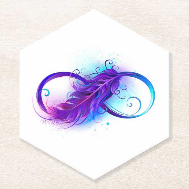 Dessous-de-verre En Papier Infinity with purple feather (Devant)