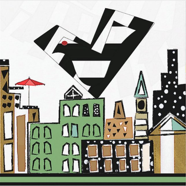 DESSOUS-DE-VERRE EN PAPIER INSÉPARABLE DANS LA VILLE (WOW! A LOVE BIRD IN THE CITY!! :)  ENJOY!! :))