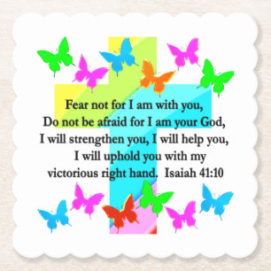 DESSOUS-DE-VERRE EN PAPIER ISAIAH RELIGIEUX 41:10 SCRIPTURE VERSE