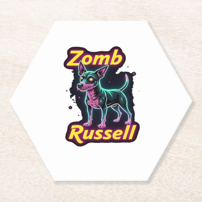 Dessous-de-verre En Papier Jack Russell Terrier JRT Zombie Dog Halloween Esse (Devant)