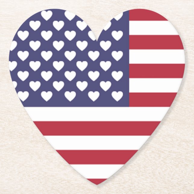 DESSOUS-DE-VERRE EN PAPIER J'AIME LES ÉTATS-UNIS D'AMÉRIQUE (Devant)