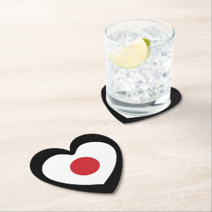 Dessous-de-verre En Papier Japon   Coeur du drapeau japonais