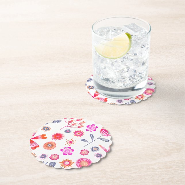 Dessous-de-verre En Papier Jardin aux fleurs moderne (En situation)