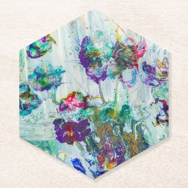 Dessous-de-verre En Papier Jardin des colibris Peinture abstraite (Devant)