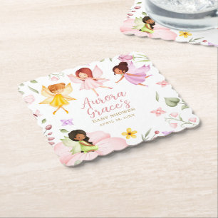 Dessous-de-verre En Papier Jardin enchanté fée magique Baby shower rose