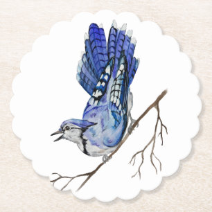 Dessous-de-verre En Papier Jay bleu d'oiseau de la forêt
