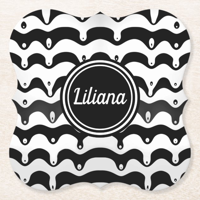 Dessous-de-verre En Papier Jazzy Black and White Meling Zebra Stripes (Devant)