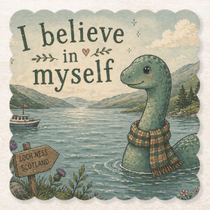 Dessous-de-verre En Papier Je crois en moi-même Loch Ness Monster fantaisiste