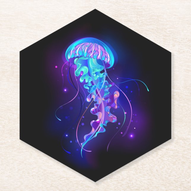 Dessous-de-verre En Papier Jellyfish éclatante couleur (Devant)