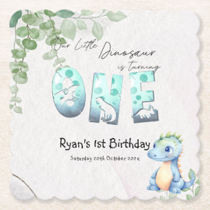 Dessous-de-verre En Papier Joli dinosaure bébé aquarelle pour 1er anniversair