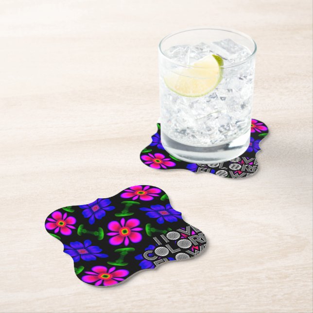 Dessous-de-verre En Papier Joli Motif de fleurs roses (En situation)