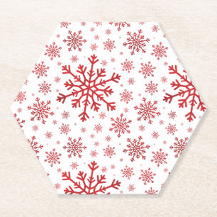Dessous-de-verre En Papier Joli Noël rouge Flammes de neige sur le Blanc d'hi