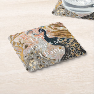 Dessous-de-verre En Papier Joli Peacock Pink Gold Glam