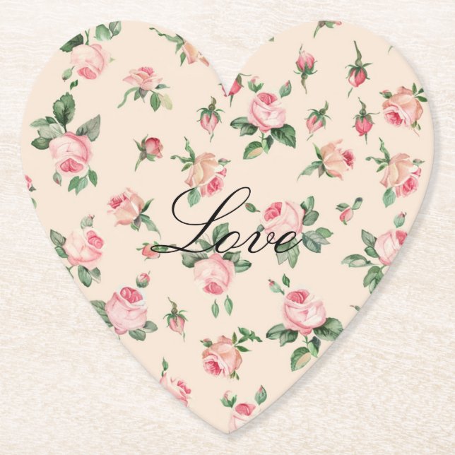Dessous-de-verre En Papier Joli rose Roses Mariage Floral (Devant)