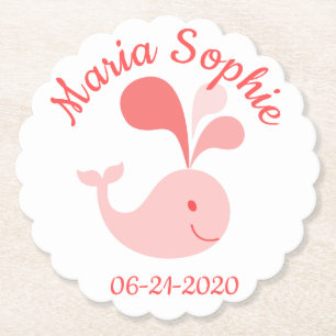 Dessous-de-verre En Papier Jolie baleine rose mignonne