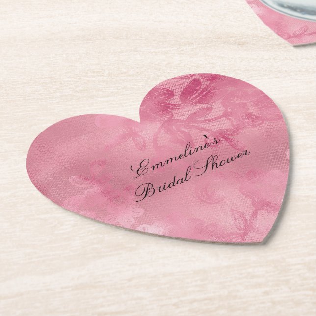 Dessous-de-verre En Papier Jolie dentelle rose (Incliné)