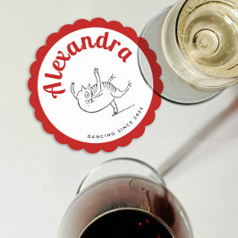 Dessous-de-verre En Papier Jolie Fête de Danse de Chat Rouge et Blanc d'Edwar