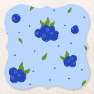 Dessous-de-verre En Papier Jolie illustration botanique de myrtille bleue sur