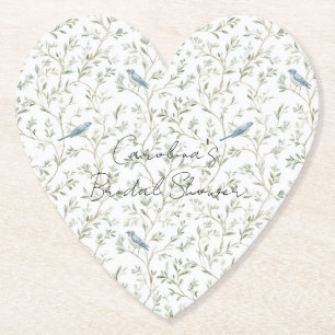 Dessous-de-verre En Papier Jolie Mariage Romantique Oiseaux Bleus