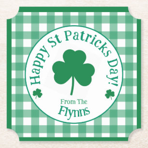Dessous-de-verre En Papier Jour de la Saint-Patrick NOM Trèfle irlandais Vert