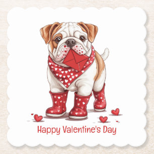 Dessous-de-verre En Papier Joyeuse Saint-Valentin Bouledogue Anglais