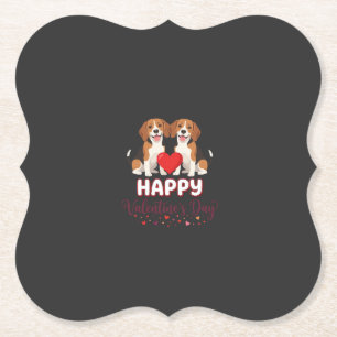 Dessous-de-verre En Papier Joyeuse Saint-Valentin Couple Beagle