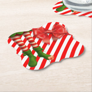 Dessous-de-verre En Papier Joyeuses jambes de lutin de Noël Méfaits du Pôle