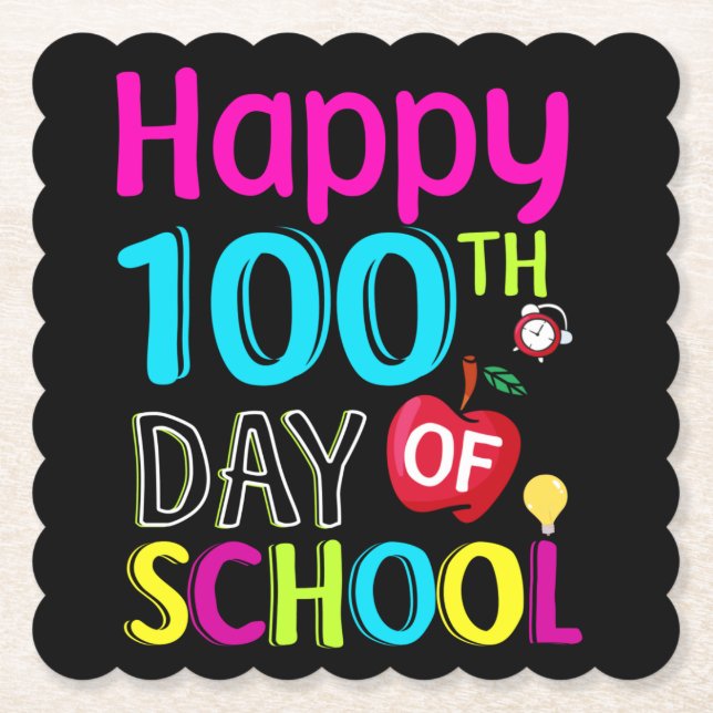 Dessous-de-verre En Papier Joyeux 100ème jour d'école (Devant)