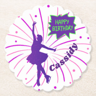 Dessous-de-verre En Papier Joyeux Anniversaire Patinage artistique personnali