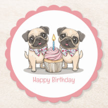 Joyeux Carlin d'anniversaire Chiens Cupcake