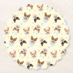Dessous-de-verre En Papier Joyeux Chiens de Corgi gallois Pembroke de Pâques