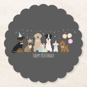 Dessous-de-verre En Papier Joyeux Chiens de fête d'anniversaire