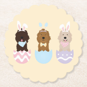 Dessous-de-verre En Papier Joyeux Chiens Goldendoodle de Pâques